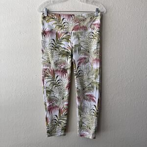 Mono B Womens Palm Leafs Tropical Multicolor High Weist‎ Leggings Size L